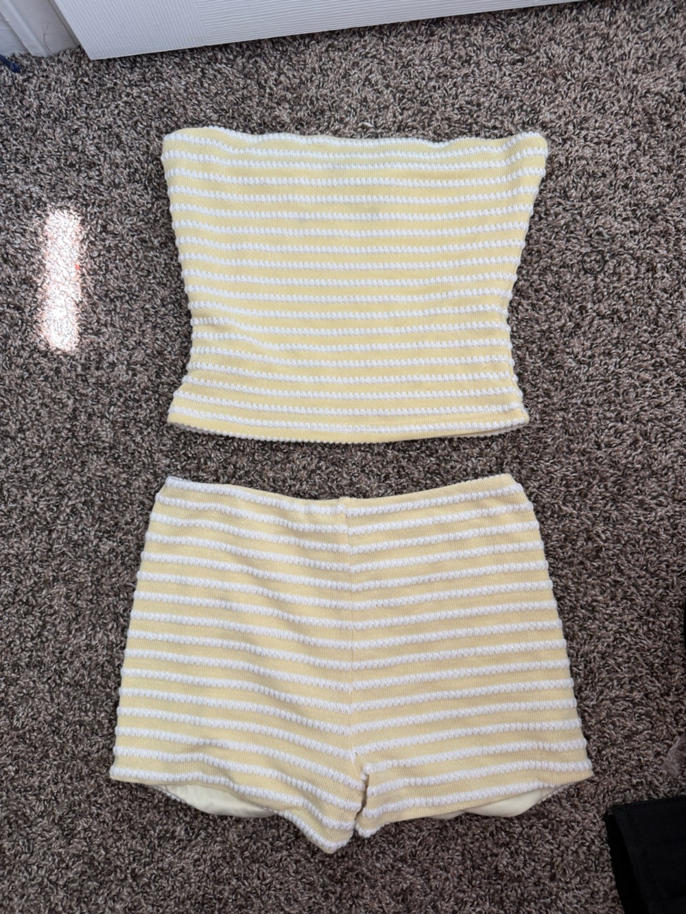 Princess Polly Yellow and White Striped Knit Tube Top Set